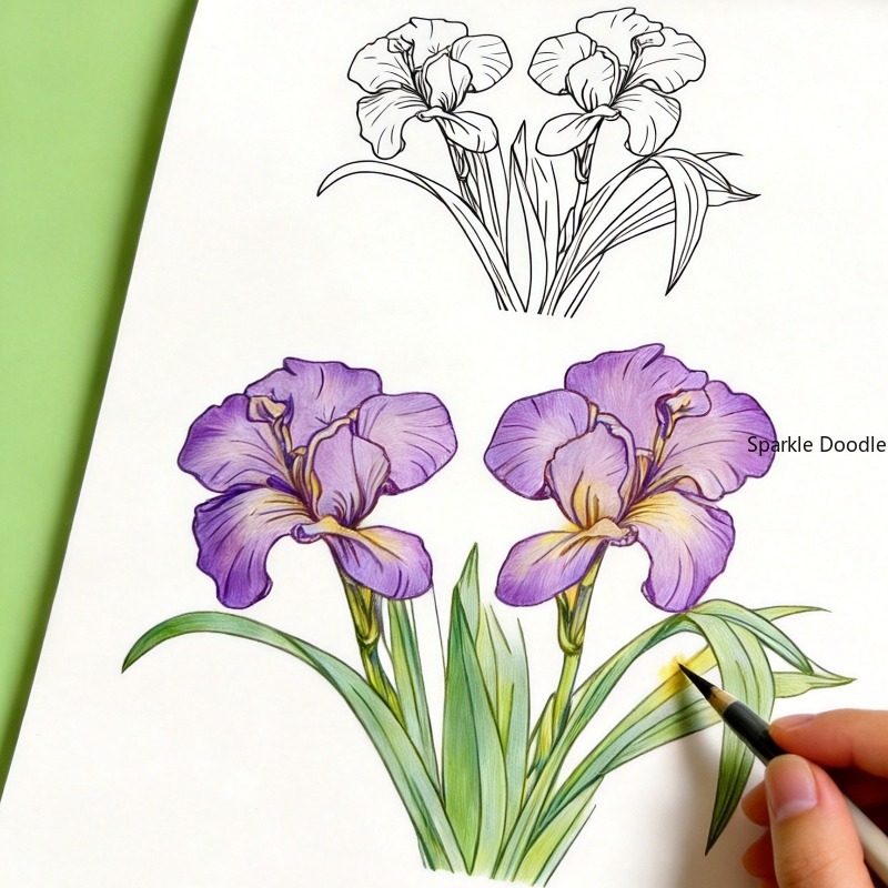 Adult Coloring Book Stress Relief - An Adult Decompression Flower Line Drawing