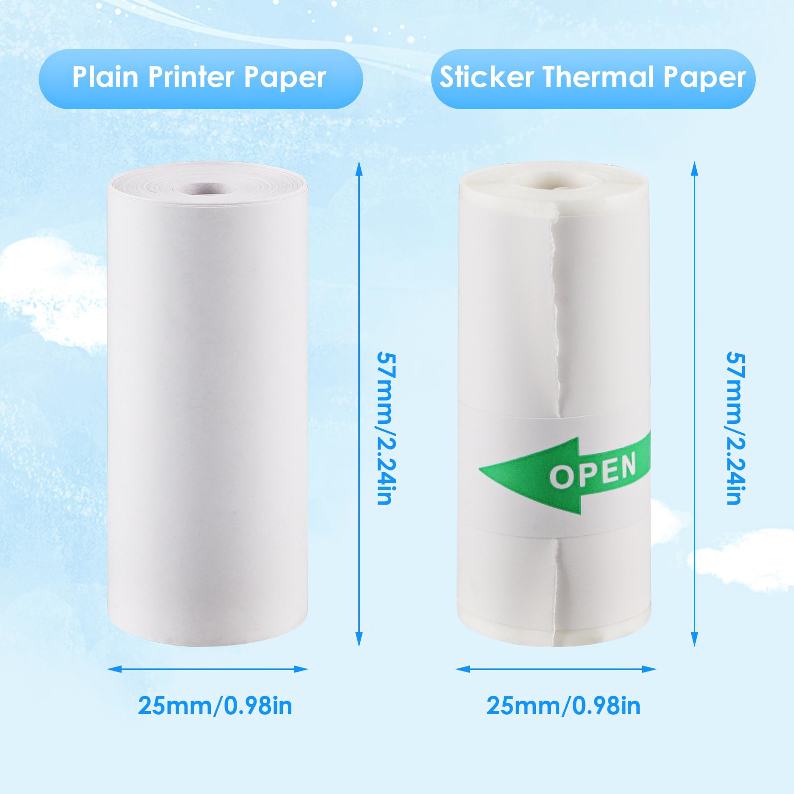 10 Rolls Thermal Inkless Print - Mini Pocket Thermal Printer Paper Roll ulasan dan harga