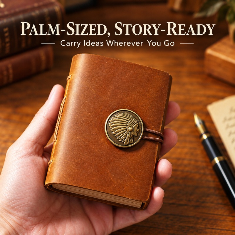 Mini Handmade Leather Traveler - Vintage Leather Journal Notebook ulasan dan harga
