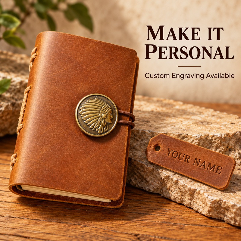 Mini Handmade Leather Traveler - Vintage Leather Journal Notebook ulasan dan harga