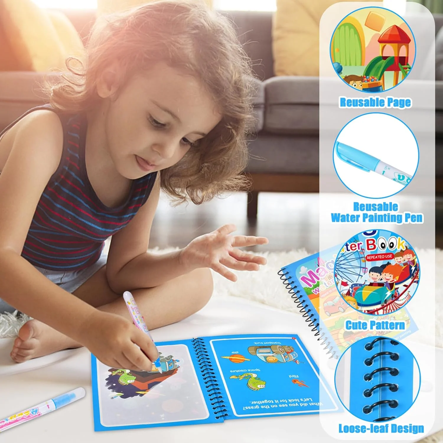Reusable Painting Book Montess - Reusable Water Magic Coloring Book ulasan dan harga