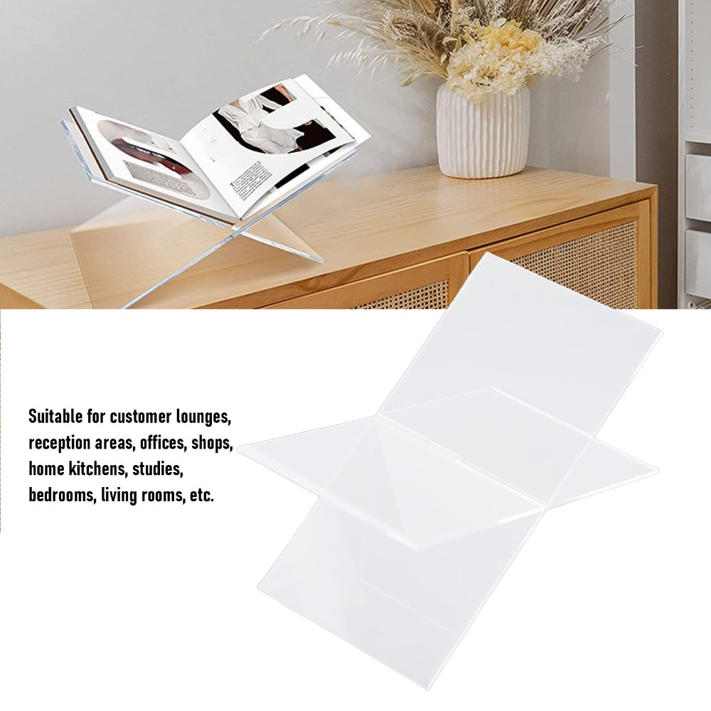 1set X-Shaped Design Acrylic B - Clear Acrylic Book Stand Holder ulasan dan harga