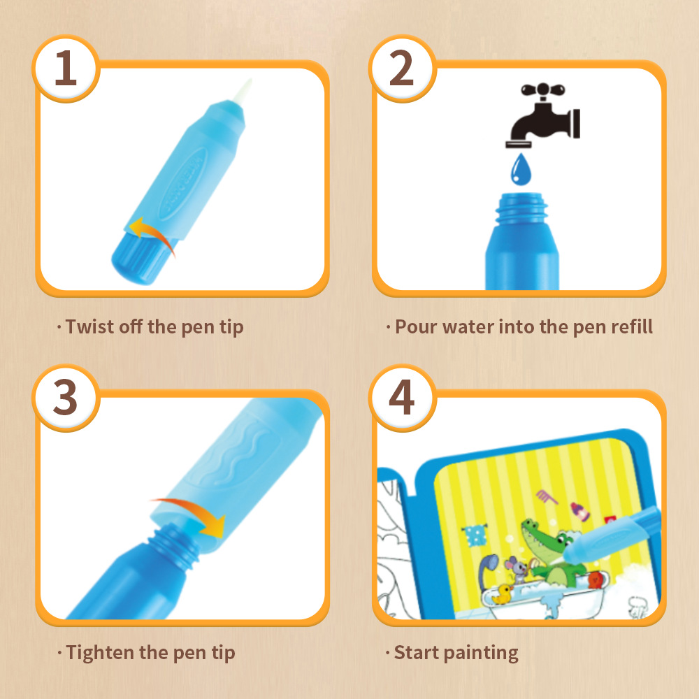 Magic Water Painting Book Reus - Reusable Water Magic Coloring Book ulasan dan harga